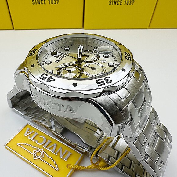 NEW Invicta Men Pro Diver Scuba VD53 Chronograph Stainless St. SILVER DIAL Watch - Picture 4 of 8